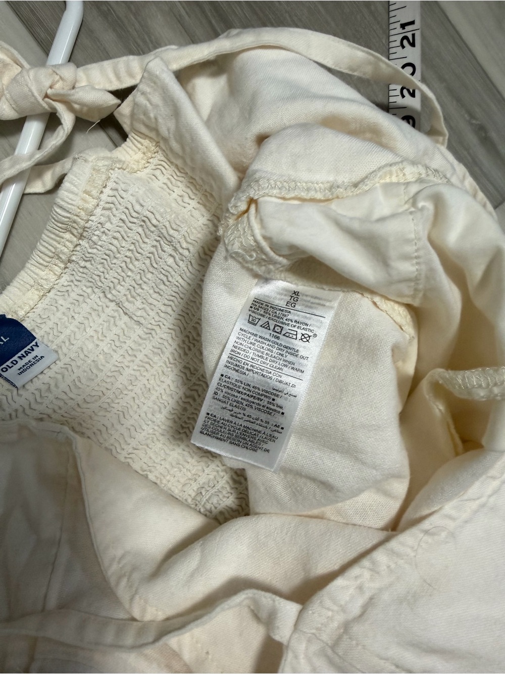Old Navy Cream Wide-Leg Jumpsuit with Tie Straps SZ XL - Picture 11 of 11